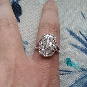 White Sapphire gemstone ring. 14k white gold